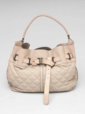 Burberry Grey Quilted Leather Medium Enmore Hobo Bag